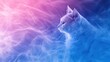 © yoga - Mystical cat in a vibrant, ethereal smoke-filled space