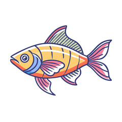 Poster - Vibrant Colorful Cartoon Fish Illustration Aquatic Animal Design Graphic