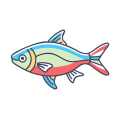 Poster - Striped Colorful Fish Illustration Aquatic Animal Cartoon Design Graphic Art