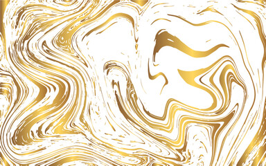Fototapete - Abstract White and Gold marble background with marble texture design. Fluid, organic movement with smooth, paint-like lines with ink or acrylic flow. Luxurious golden swirl and wavy pattern