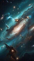Wall Mural - macroscopic view of galaxies, stars, and nebulas in vibrant colors