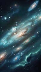 Wall Mural - macroscopic view of galaxies, stars, and nebulas in vibrant colors