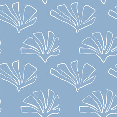 Seamless hand drawn seaweed pattern ocean doodle marine fabric design blue