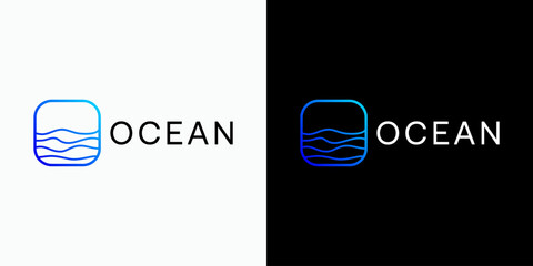 Poster - Ocean wave shape line vector logo design with modern, simple, clean and abstract style. Icon for business, and personal branding.