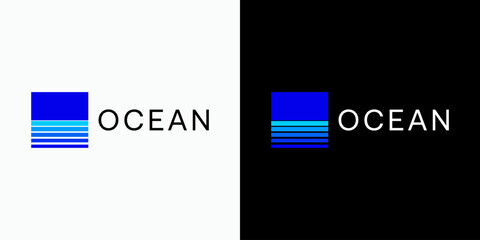 Poster - Ocean wave shape vector logo design with modern, simple, clean and abstract style. Icon for business, and personal branding.