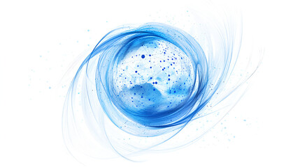Poster - abstract globe illustration with blue dotted continents and orbit-like circular lines on a white bac