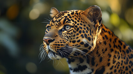 Wall Mural - close up of majestic big cat with vibrant fur details