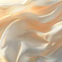 Poster - Flowing Silk: An ethereal display of flowing silk, its soft texture and subtle hues of cream and peach create a sense of luxury and grace.