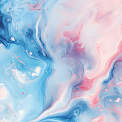 Poster - Serene Fluidity: Swirls of gentle blue and blush pink coalesce, creating an ethereal dance of color and texture in this stunning, abstract composition.
