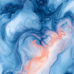 Poster - Oceanic Dance: An abstract artistic blend of fluid watercolor hues in a mesmerizing, oceanic display, exuding a sense of depth and ethereal charm. 