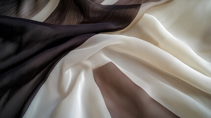 Poster - black dark light pastel dusty pale soft brown sepia beige white abstract background. silk satin fabr