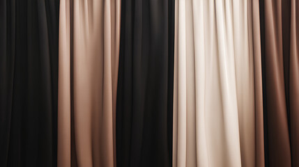 Poster - black dark light pastel dusty pale soft brown sepia beige white abstract background. silk satin fabr