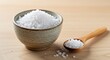 © zerostudio.id - White Sea Salt in Rustic Bowl: A Clean and Simple Still Life
