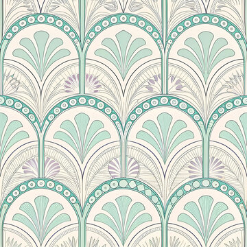 Art Nouveau frame loop pattern seamless vector, featuring elegant flowing lines and floral motifs, perfect for vintage-style backgrounds and decorative borders.