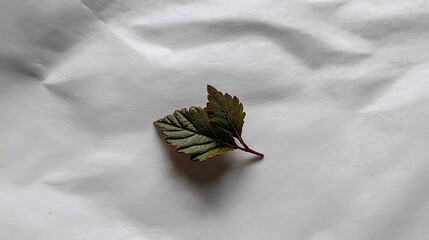 Poster - Small leaf on a large white sheet of paper