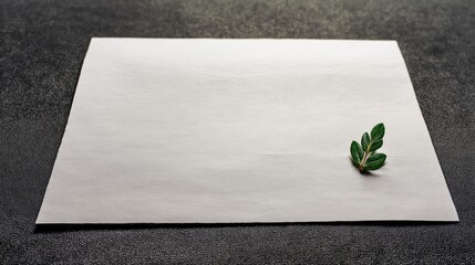 Poster - Small leaf on a large white sheet of paper