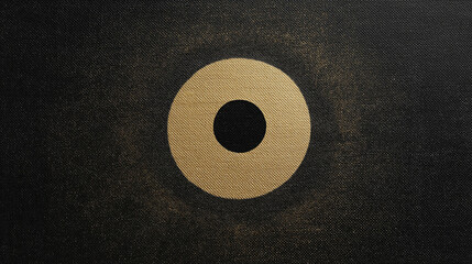 Poster - Tiny gold circle in the center of a black canvas