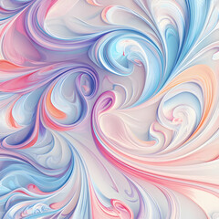 Poster - Pastel Swirls: An abstract artwork featuring delicate pastel swirls in shades of pink, blue, and orange, creating a dreamy and ethereal visual experience.