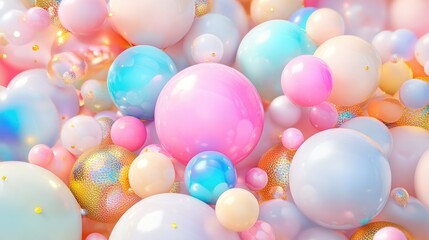 Poster - Colorful Abstract Background with Shiny Bubbles and Soft Pastels