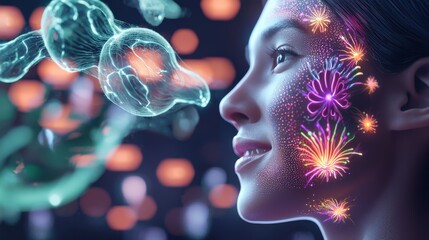 Poster - Creative expression of human emotion through digital art urban environment visual artwork nighttime portrait concept for seo impact