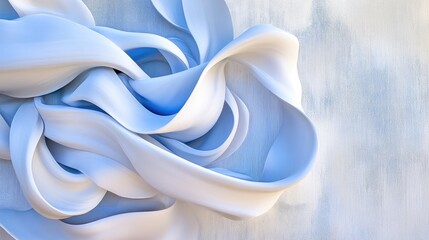 Poster - Soft Blue Textile Ripples in Abstract Composition for Artful Design