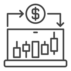 Poster - Laptop with Trading Chart and Dollar sign vector linear icon or sign