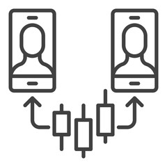 Poster - Online Trading via Smartphone vector linear icon or symbol