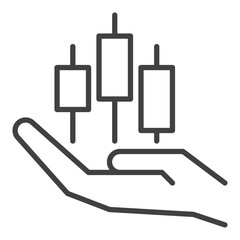 Poster - Hand with Candlestick Pattern Chart vector thin line icon or symbol