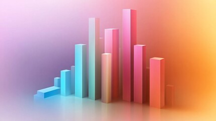 Aufkleber - Colorful 3D Bar Graph Illustration on Gradient Background for Business
