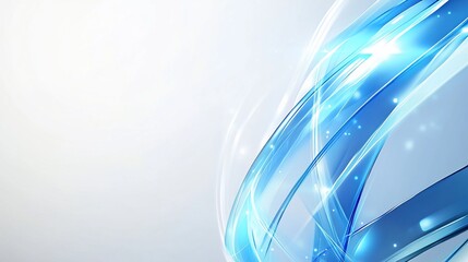 Aufkleber - Elegant Abstract Background with Blue Waves and Sparkling Lights