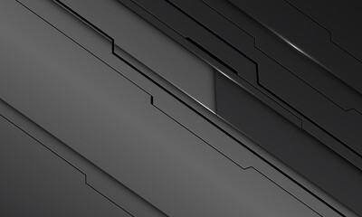 Poster - Abstract grey metallic black line circuit cyber slash dynamic geometric design modern futuristic technology background vector