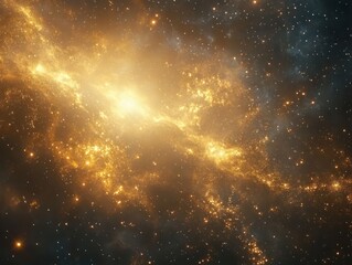 Wall Mural - golden nebula cosmic landscape