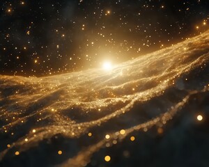 Wall Mural - golden nebula space background image