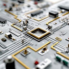 Poster - Precision Engineering: A Detailed Close-up of a Modern Computer Circuit Board