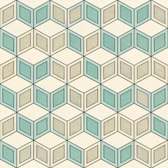 Fototapete - Minimalist isometric cube pattern seamless vector, featuring clean, geometric cubes arranged in a sleek, three-dimensional layout, perfect for modern and minimalist designs.