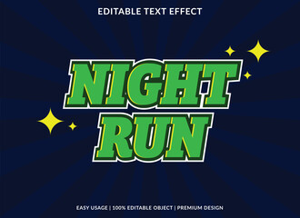Poster - Night run text effect template font style abstract logotype design for business brand and logo
