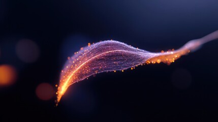 Poster - Abstract background featuring a flowing, undulating form with a gradient from orange to purple, composed of interconnected dots and lines against a dark, blurred background. The image evokes a sense