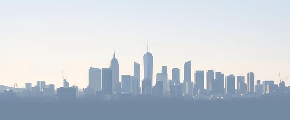 Wall Mural - Flat style silhouette of Mexico City skyline against a clear background, simple, buildings