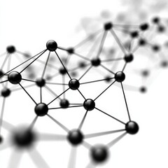 Poster - Abstract Black and White Network: Connection of Spheres with Lines Representing Data, Science, or Technology Concepts