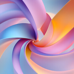 Poster - Ethereal Swirl of Colors: An abstract composition of flowing ribbons of pastel hues creates a mesmerizing vortex, evoking a sense of tranquility and artistic elegance.