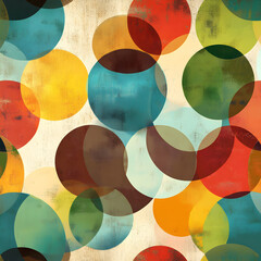 Poster - Vibrant Overlapping Circles: A mesmerizing composition of colorful, translucent circles overlapping each other against a textured background, offering a modern, abstract visual experience.