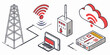 © TShirt Empire - Isometric Wireless Network Technology Cloud Tower Server Illustration Art