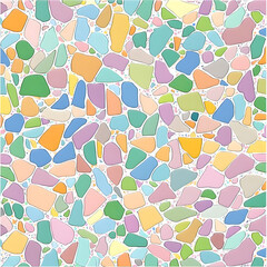Poster - Mosaic of Colors: A vibrant mosaic composed of irregular shapes in a spectrum of pastel hues, offering a cheerful and artistic representation.