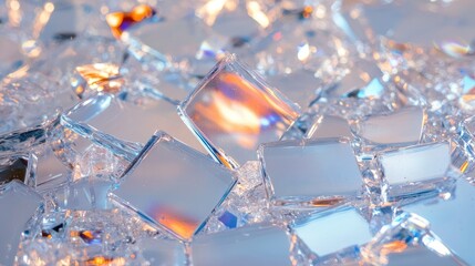 Poster - Glittering Ice Fragments on Shimmering Surface Background