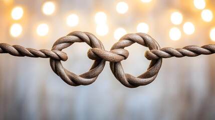 Poster - Dynamic knotted rope connections abstract art glowing background digital circuit concept