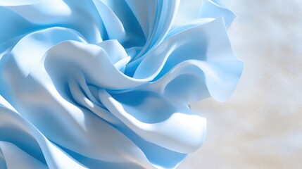 Poster - Soft Light Blue Fabric Flowing Elegantly on a Neutral Background