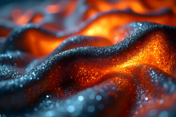 Poster - Abstract Molten Lava and Glacial Ice Formation, A Captivating Interplay of Fire and Ice in a Mesmerizing Digital Art Composition