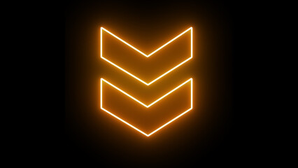Poster - Glowing neon yellow arrow download icon. Abstract neon flash lightning arrow downloading