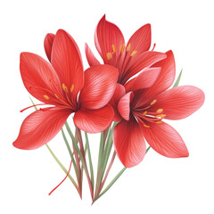 Elegant red flowers illustration nature transparent background vibrant colors close-up illustrator design