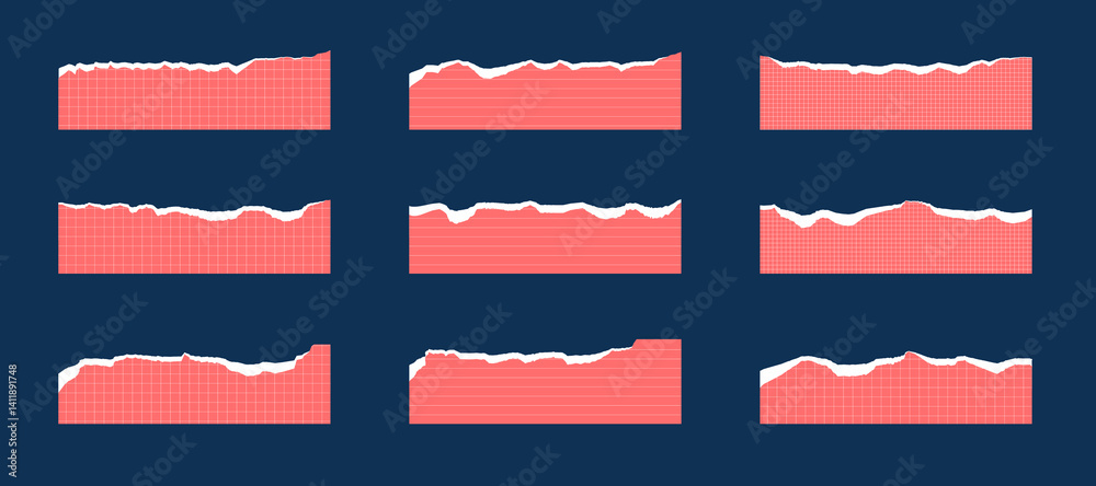 Red torn ripped paper edge border frame vector set collection. Paper ...